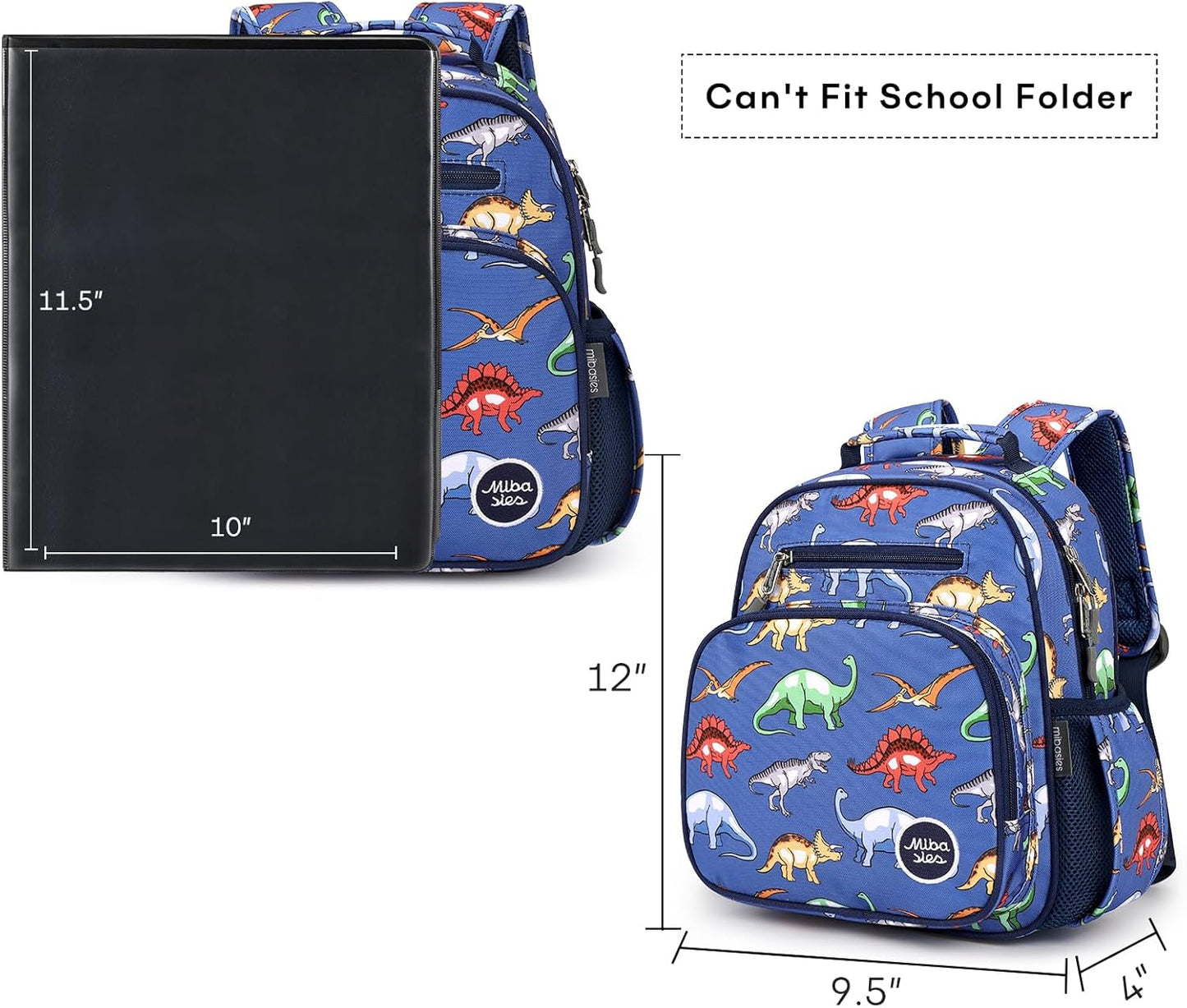 mibasies Toddler Backpack for Boys 2-4: Cute Kids Backpacks Boys - Preschool Kindergarten Backpack - Dinosaur MidnightBlue