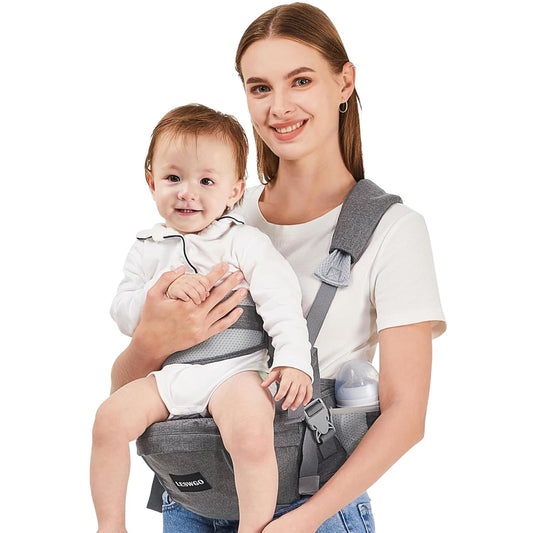 Baby Hip Carrier, Ergonomic, Toddler Carrier with Multiple Pockets & Shoulder Strap for Newborns & Toddlers -Gray