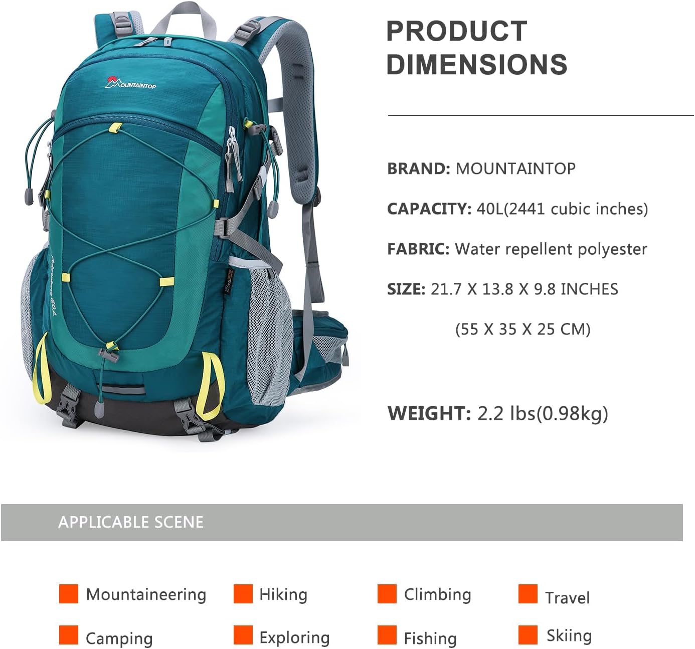 MOUNTAINTOP 25L/40L Hiking Backpack,Lightweight Travel Backpack for Men Women Outdoor Backpacking, Camping