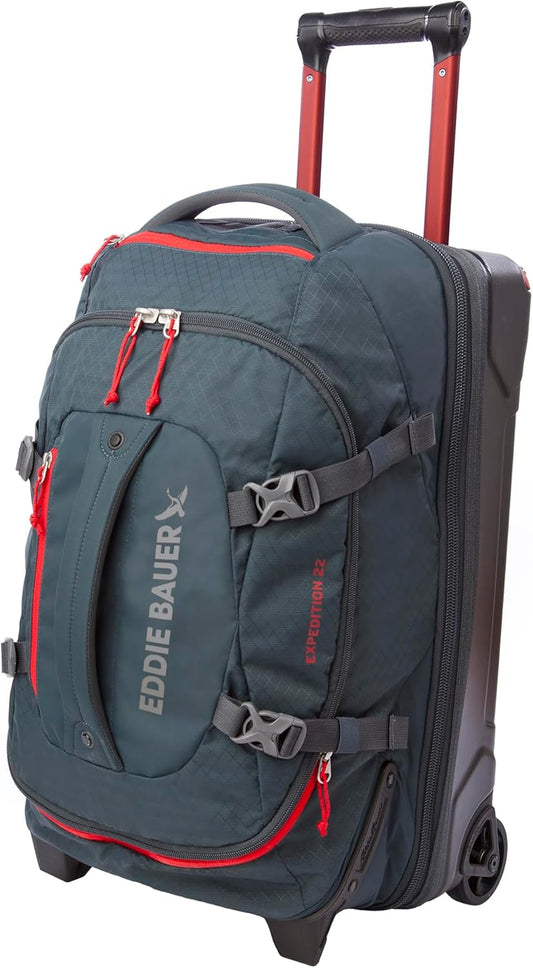 Eddie Bauer Expedition Rolling Duffel Bag with Wheels | Travel | Carry-On | Luggage | Rugged | Durable - Storm, 22"