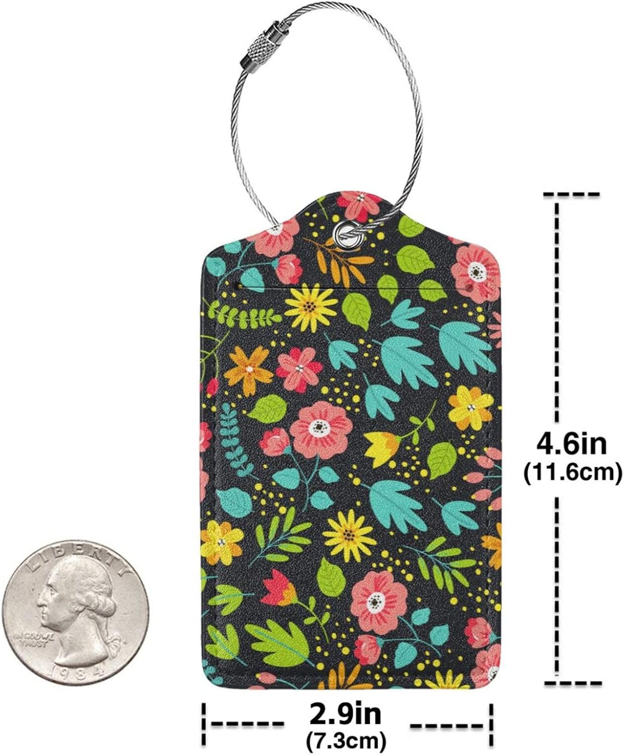 Fun Luggage Tags for Suitcases Leather Name Tag for Luggage Cute Travel Baggage Tags for Carnival Cruise Ships with Funny Patter 2pcs (Flowers)