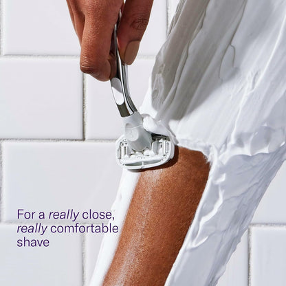 Flamingo Shaving Razor Set for Women - Razor Handle, 4 Razor Blade Refills, Shower Holder - Chrome