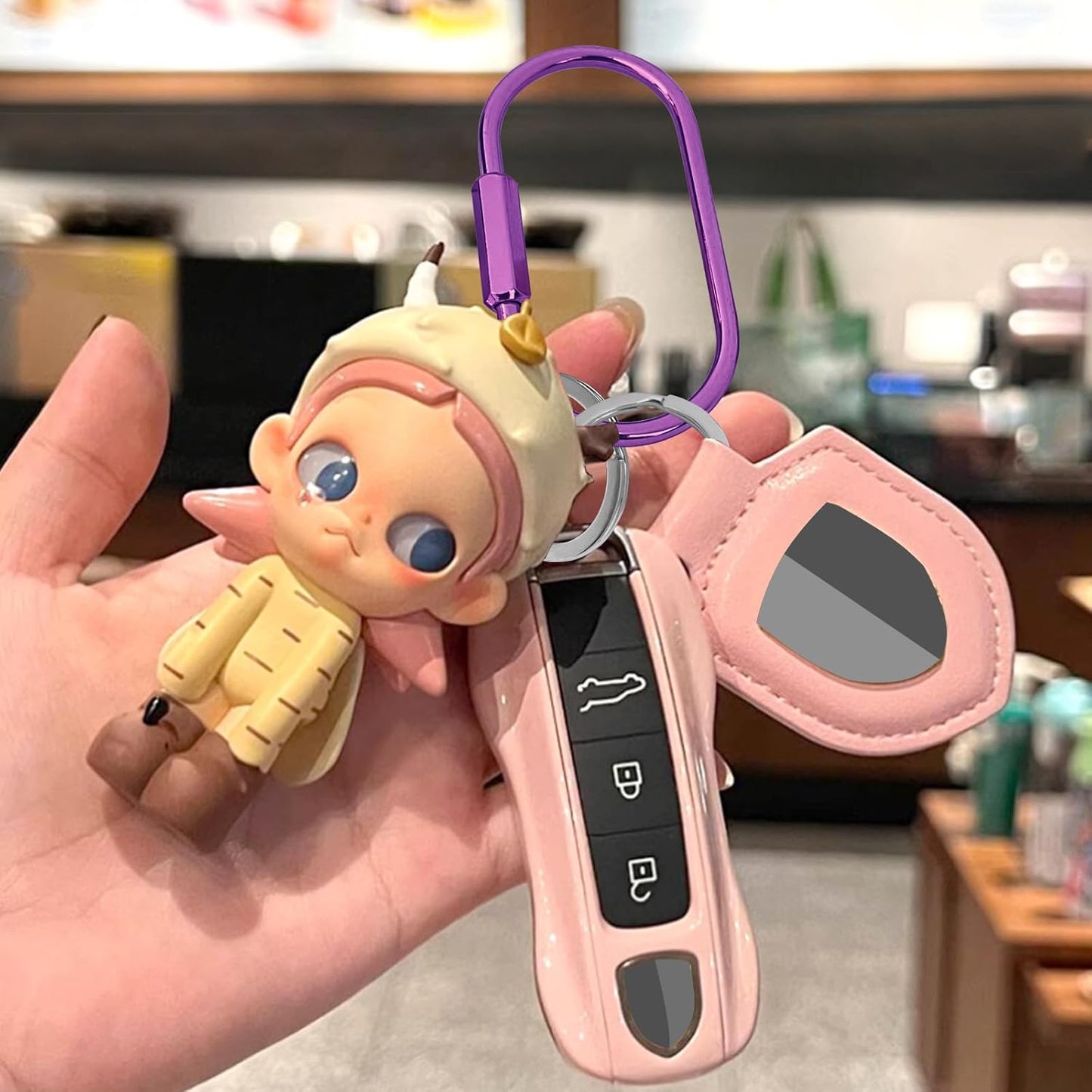 Key Chain, Brass Key Rings 2 Pack Screw Lock Key Organizer with 4 Rings Carabiner Keychain Clip for Men and Women