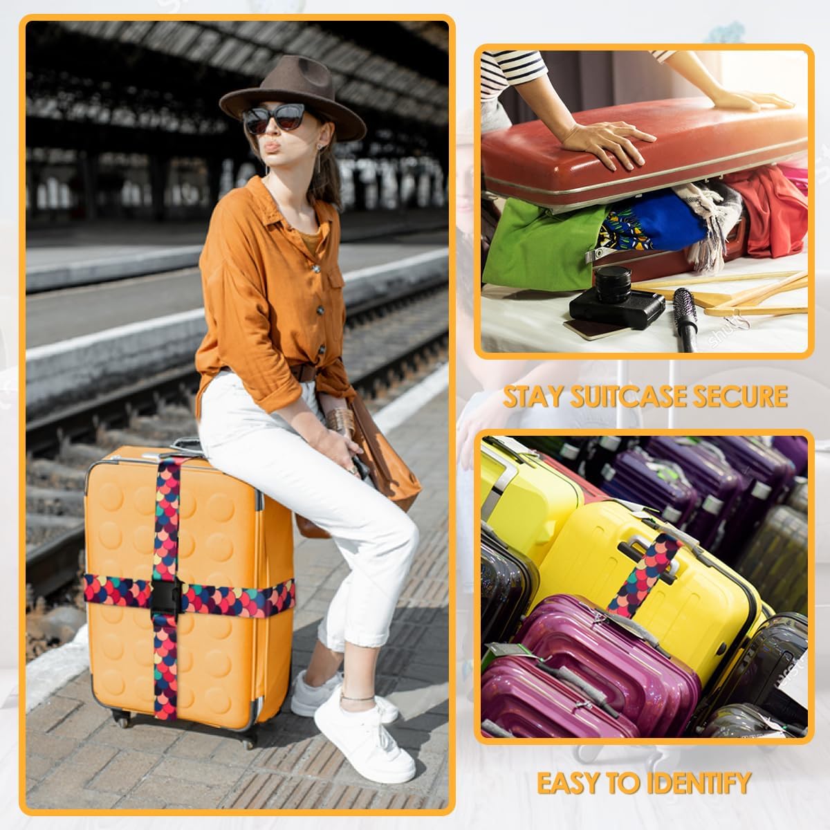 Adjustable Travel Luggage Strap Suitcase Belt Travel Bag Accessories 1.96 in W x 6.23 ft L