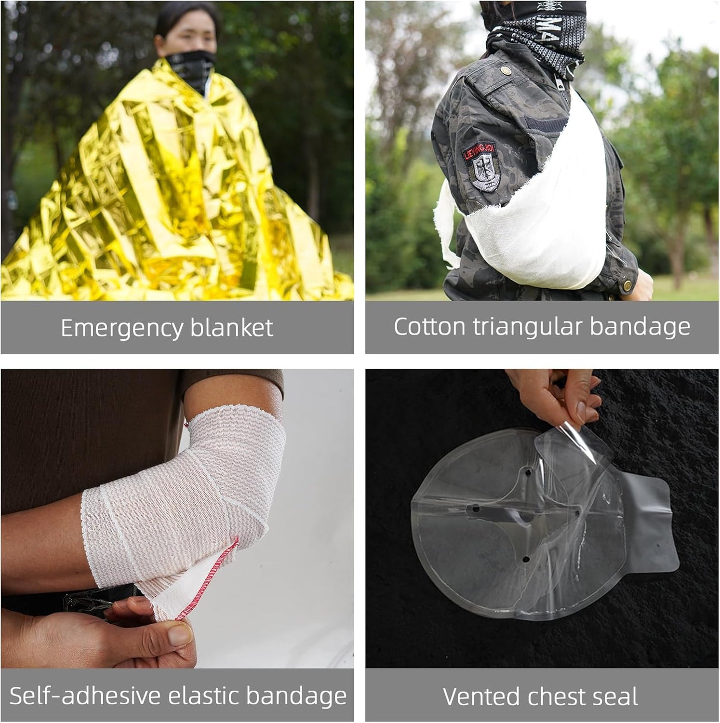 IFAK Trauma Kit, Molle Pouch Emergency Survival Kit, 6” Israeli Straps, Chest Seal Vented, Self-Adhesive Elastic Bandage, for Wound Care(Red)