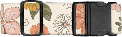 Luggage Straps for Suitcases Travel Belt Accessories, Cute Suitcase Strap, Adjustable Luggage Belt Strap, Heavy Duty with Quick-Release Buckle Luggage Strap Retro Boho Flowers
