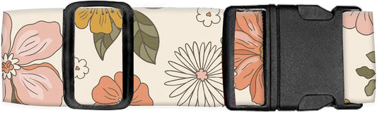 Luggage Straps for Suitcases Travel Belt Accessories, Cute Suitcase Strap, Adjustable Luggage Belt Strap, Heavy Duty with Quick-Release Buckle Luggage Strap Retro Boho Flowers