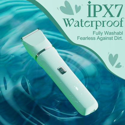 Dermave Bikini Shaver - Dusk Razor with Dual Head Electric Shaver (Body & Facial), IPX7 Waterproof Design, Painless Trimmer for Underarm/Legs/Bikini Line, Fashion Self-Care Gifts for Her (Green)