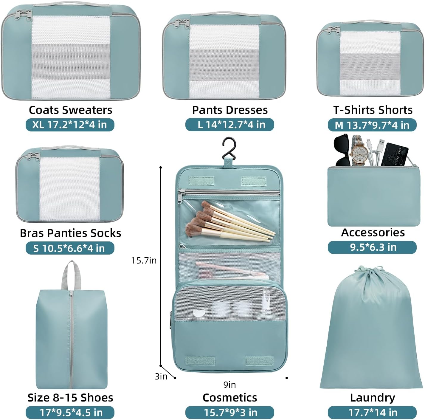 BAGAIL 6 Set/8 Set/10 Set Packing Cubes Various Sizes Packing Organizer for Travel Accessories Luggage Carry On Suitcase