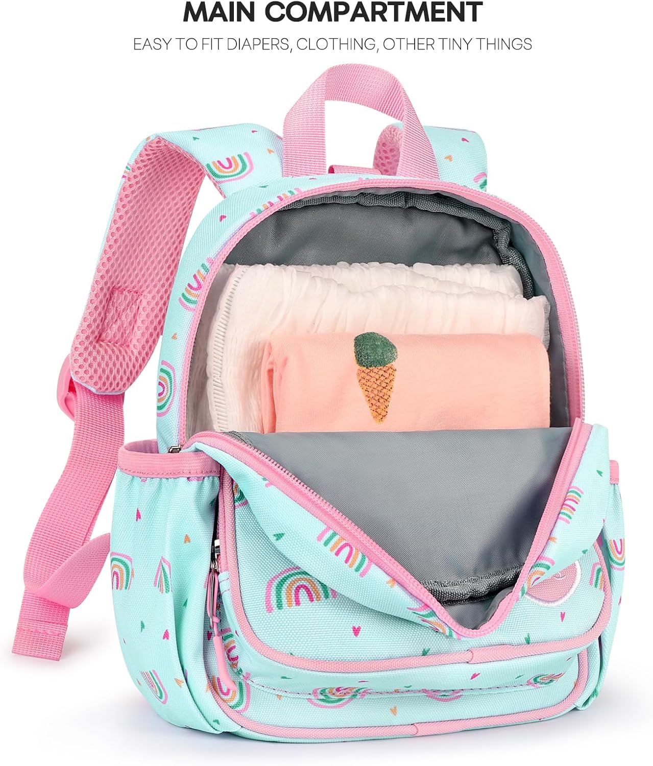 mibasies Backpack Leash for Toddlers 1-3: Baby Backpack for Girls with Anti-Lost Harness - Rainbow