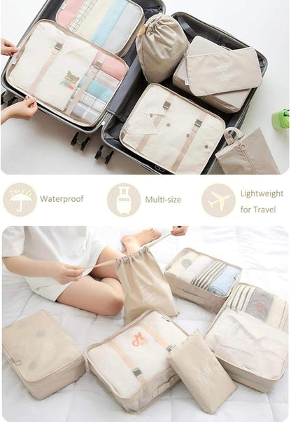 9 Set Packing Cubes for Suitcases, Aydicon Travel Luggage Packing Organizers with Laundry, Toiletry Bag, Compression Storage Shoe Bag, Toothbrush Case, Travel Essentials (Cream)