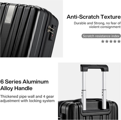 Hanke 16 Inch Underseat Carry on Suitcases with Wheels,Lightweight Hard Shell Carry on Luggage for Weekender,Travel Approved Small Suitcase,Travel Luggage for Womem Men,Jet Black.