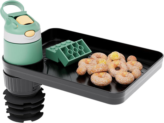 2 Pack Upgraded Car Seat Tray for Kids Car Seat Tray with Expandable Base for Snacks, Toys, Books, Entertainment Kids Travel Essentials Fits 2.8''-3.2'' Cup Holders (2, Standard Base)