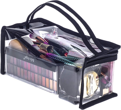 Small Rectangular Clear PVC Makeup Bag Make Up Artist Tool Organizer Pouch Bag Transparent Vinyl Cosmetic Bag Actor Bag with Handle