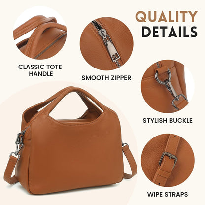 KOGTLA Genuine Leather Purses for Women, Crossbody Shoulder Bags with Top-Handle, Tote Satchel Handbags