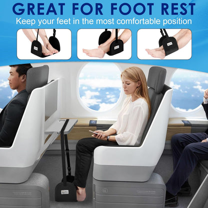 2-Pack Airplane Foot Rest - Portable and Adjustable Airplane Foot Hammock for Plane Travel to Relaxing Your Feet - Office Footrests