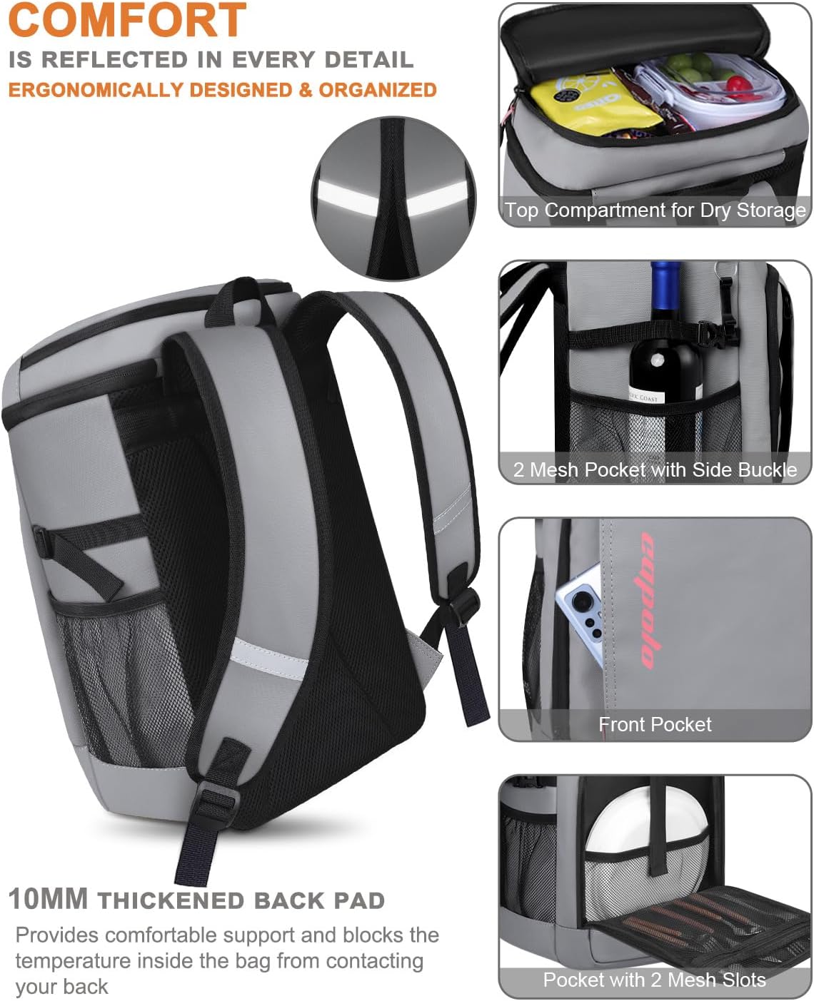 Capolo 36/45 Cans Cooler Backpack Insulated Waterproof for Women Men Lunch Backpack Coolers Leak Proof Soft Cooler Bags