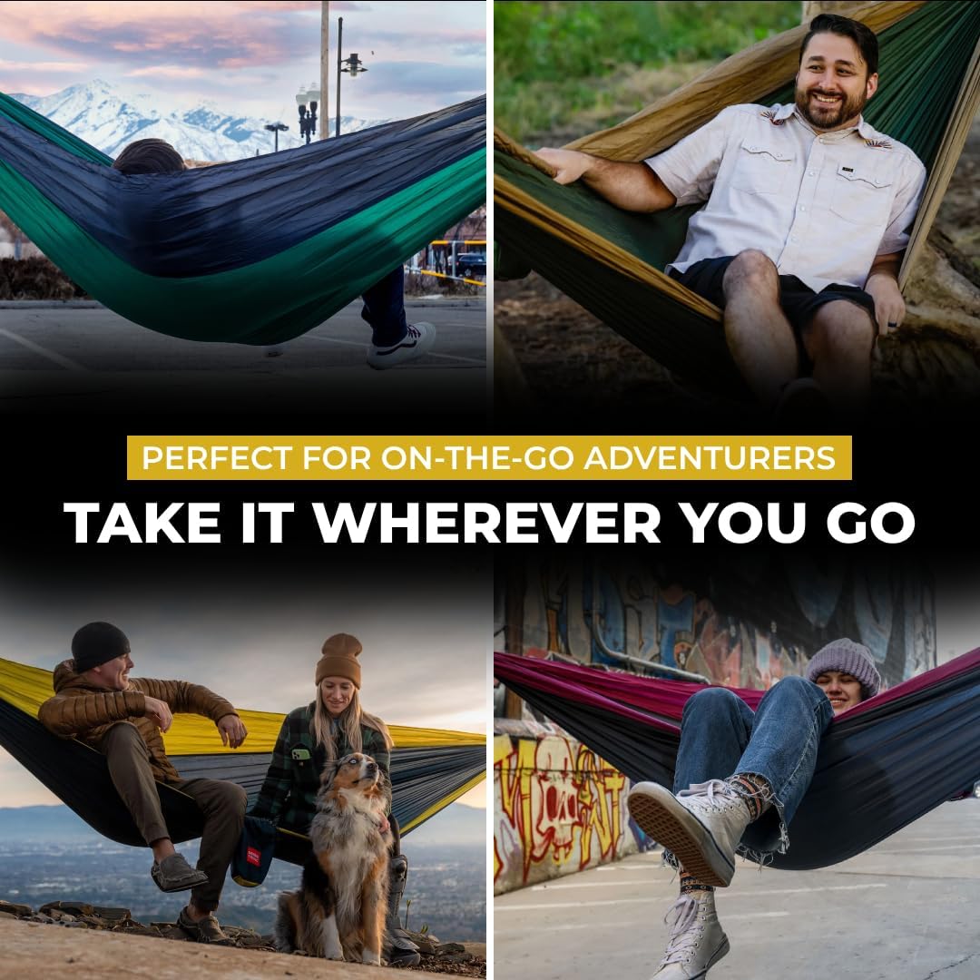 Grand Trunk Double Deluxe Parachute Nylon Hammock - 500lb Capacity Camping Hammock, 10.5x6.5ft, Lightweight & Durable (Cabo)