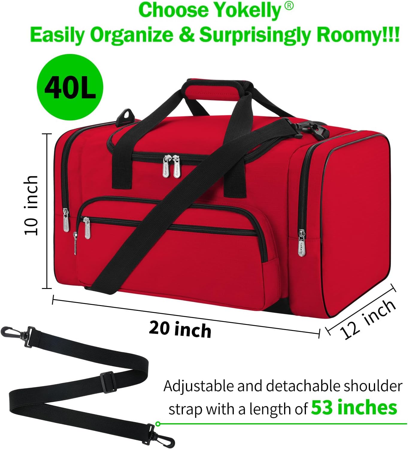Sports Duffel Bag 20 inch for Travel Gym - Red