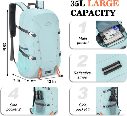 Hiking Backpack,Large 35L Travel Backpacks for Men Women,Water Resistant Ultra Lightweight Foldable Packable Camping Daypack for Outdoor Sports