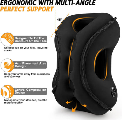 Inflatable Travel Pillow,Multifunction Travel Neck Pillow for Airplane to Avoid Neck and Shoulder Pain,Support Head,Neck,Used for Sleeping Rest, Airplane and Home Use,with Eye Mask, Earplugs, Black