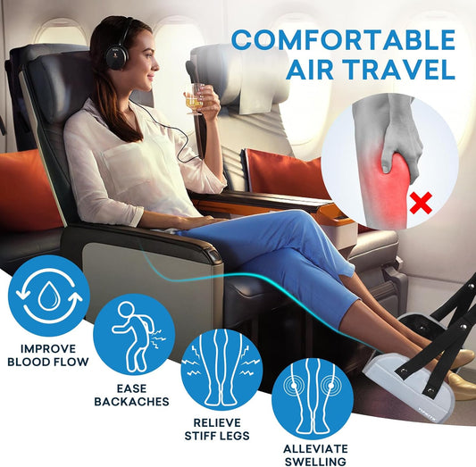 2 Pack Airplane Footrest with Comfortable No Clashing Base, Portable Foot Rest Made with Premium Memory Foam, Airplane Travel Accessories to Reduce Swelling and Soreness, Gifts for Travelers