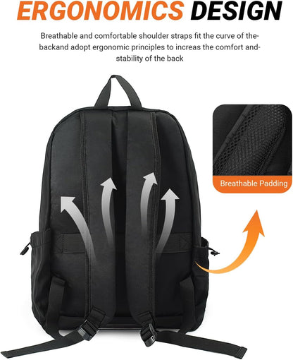 Multi-Pocket Laptop Backpack, 24L Capacity, Fits 14-inch Laptop, 16.9x12.6x5.5 inches, 1.1 lbs, Black/Navy/Gray (Black)