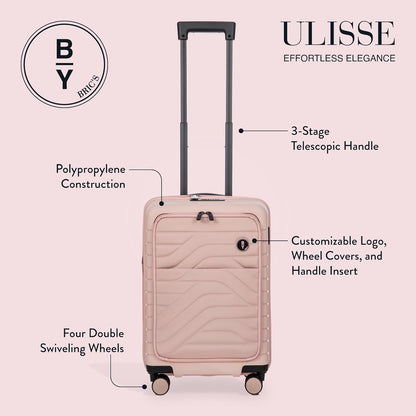 Bric's B|Y Ulisse Spinner Suitcase - 21 Inch Carry-On Luggage - Hard Exterior and TSA-Approved Lock - Rosa Perla