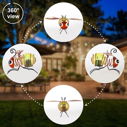 2 Pack Bee Solar Outdoor Hanging Lantern Creative Small Sculpture Lights Durable Waterproof Lamp Suitable for Festivals Garden Decor Birthday Gifts for Grandma Mom Women Girl