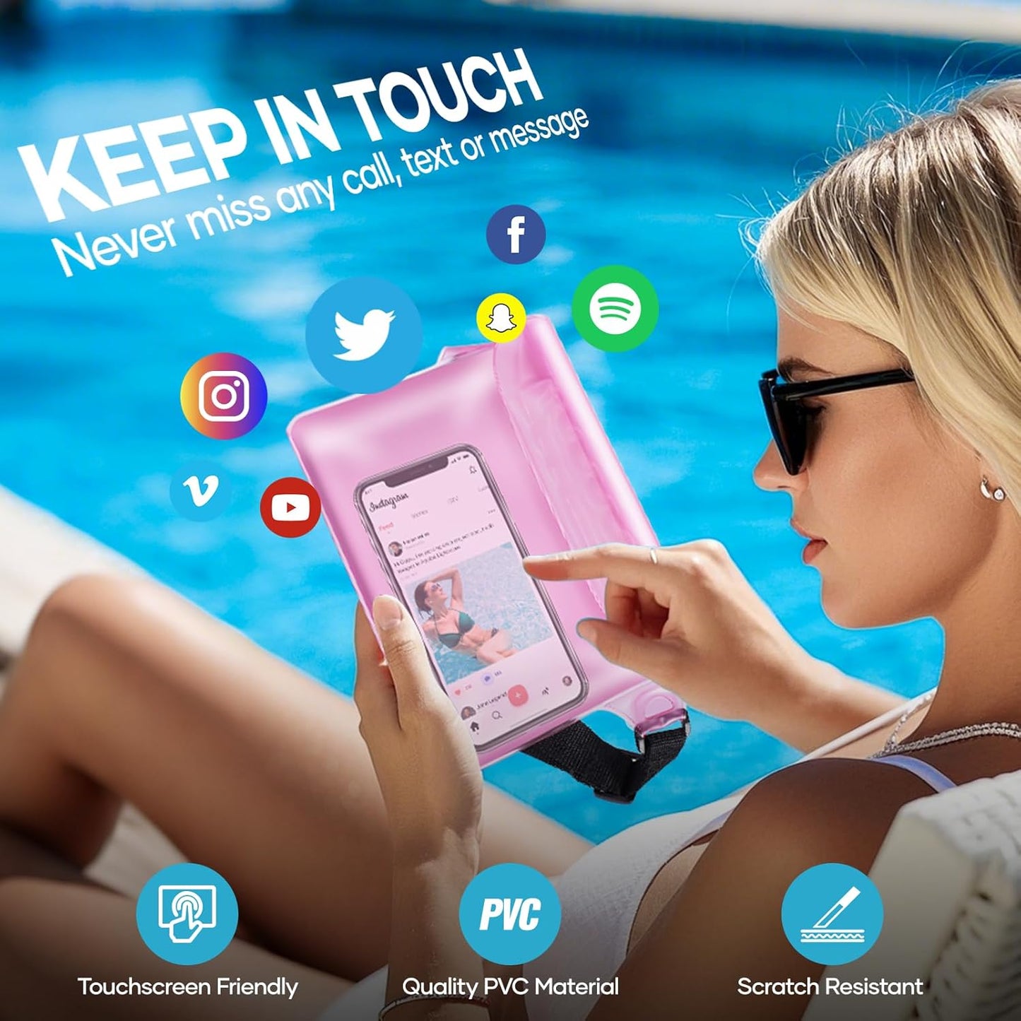 Waterproof Fanny Pack for Women, Waterproof Pouch for Phone Passport Purse, Beach Accessories Dry Bag, Floating Water proof Bags for Cruise Ship Travel Water Park Boating Fishing Diving Kayaking Pool