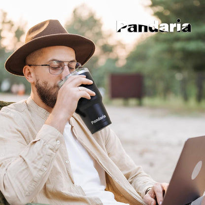 30 oz Travel Coffee Tumbler Cup, Double Wall Stainless Steel Reusable Spill Proof Tumbler with Straw, Leak Proof Insulated Tumbler with Straw for Iced Coffee, Tea & Water (Black)