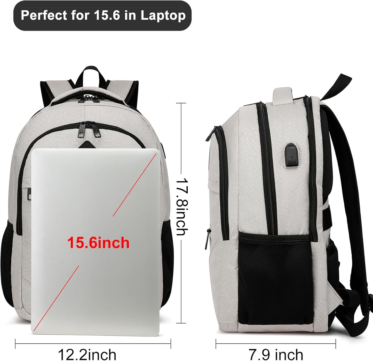 BIKROD Backpack for Girls Women, School Backpack for Teen Boys, Lightweight Casual High School Bookbag, Daily-use Travel Laptop Backpack with USB Charging Port Fits 15.6 Inch Notebook