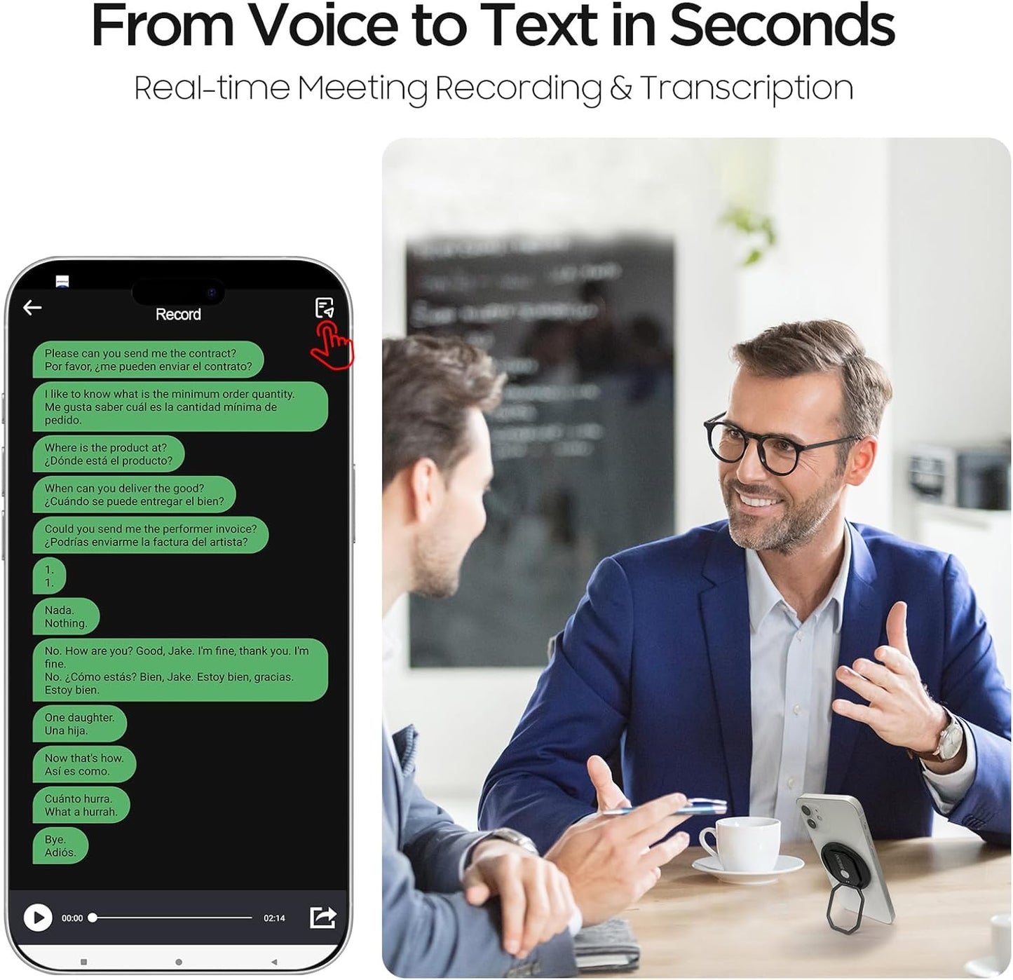 3-in-1 AI Translator Recorder, Language Translator Device, NO FEE for Translate & Transcribe, 140+ Language Translator, Online/Offline/Video/Photo Translation for Meeting Lecture Travel (Version 1)