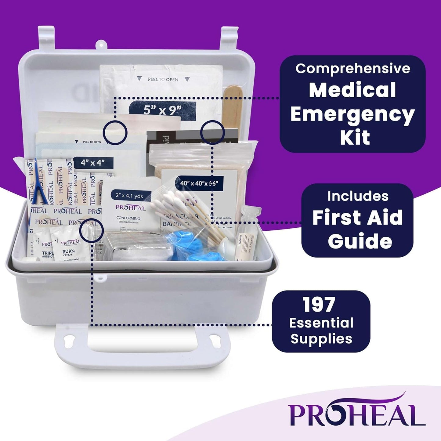 50 Person OSHA Compliant First Aid Kit for Businesses, Vehicles, Trucks, Construction Site - Type III, ANSI Class A Emergency Kit - 197 Piece Essential First Aid Supplies
