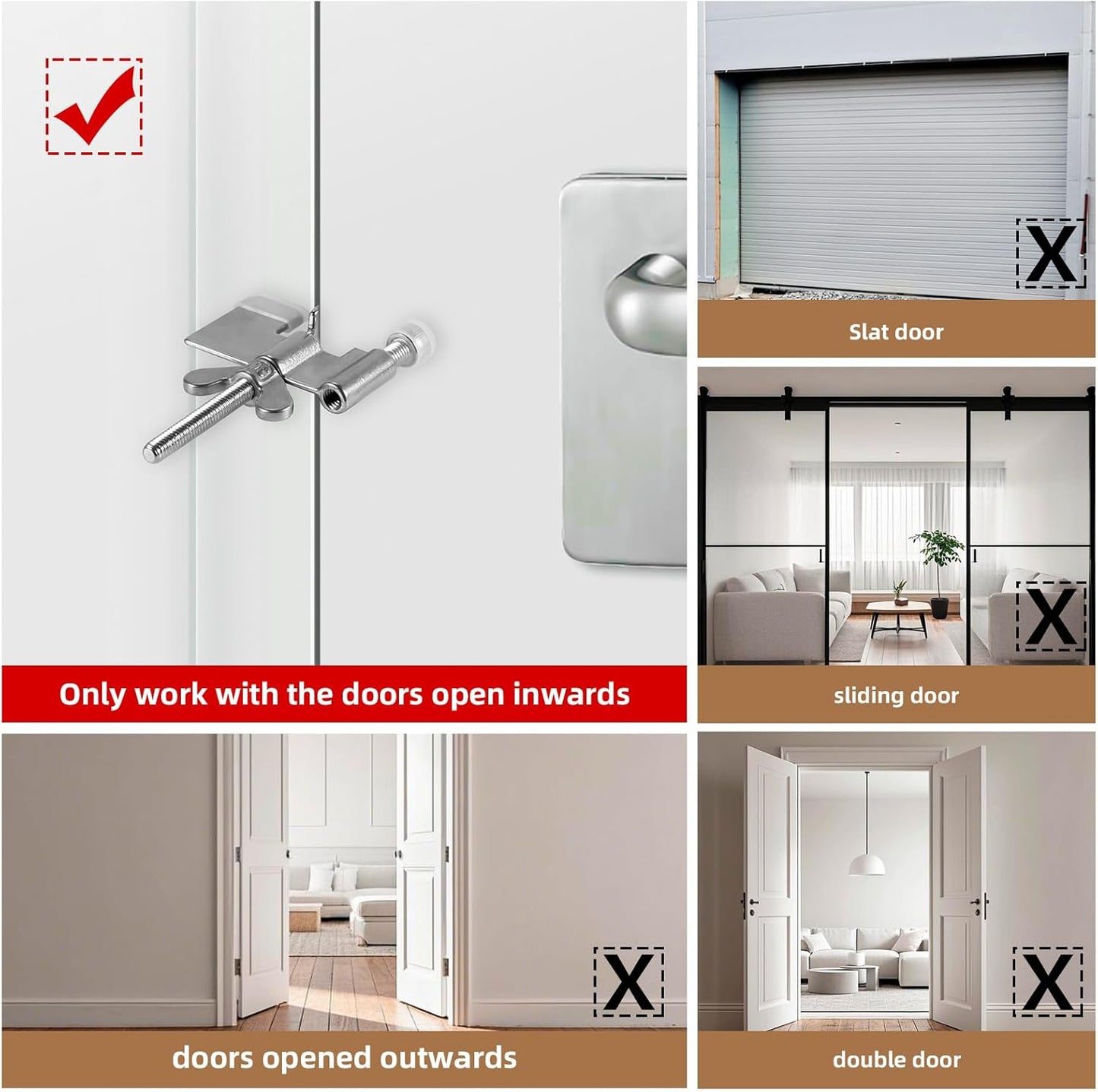 2 Pack Portable Door Lock & 120dB Travel Door Stopper Alarm, 3-Level Sensitivity Adjustable Travel Security Wedge for Hotel Home Apartment Dorm