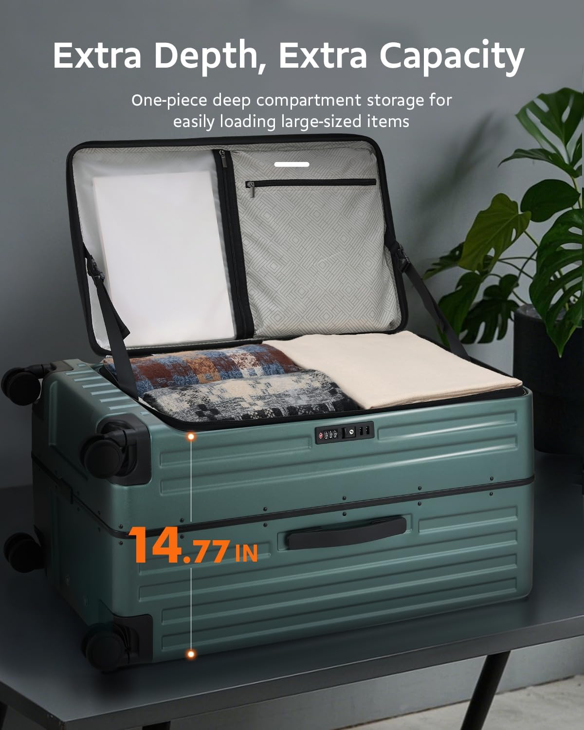 Luggage Sets 2 Pieces, 20 Inch Carry On Luggage and 29 Inch Checked Luggage with Spinner Wheels, Lightweight ABS+PC Hardshell Trunk Suitcases with Aluminum Frame, Top Opening (Green, 20/29)