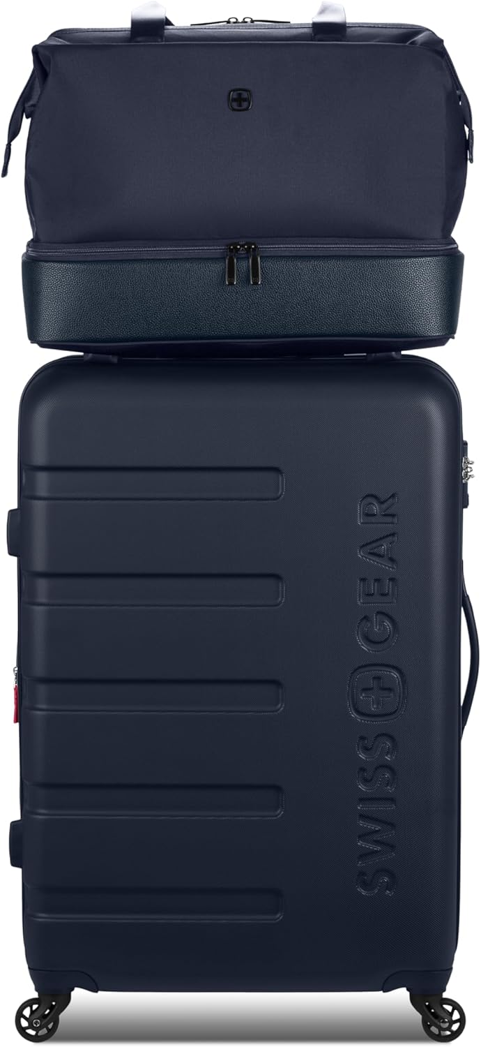 SwissGear 7366 Hardside Expandable Luggage with Spinner Wheels, Navy, 2-Piece Set (Weekender/27)