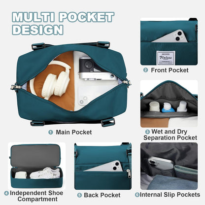 Travel Duffel Bag, Sports Tote Gym Bag, Shoulder Weekender Overnight Bag for Women
