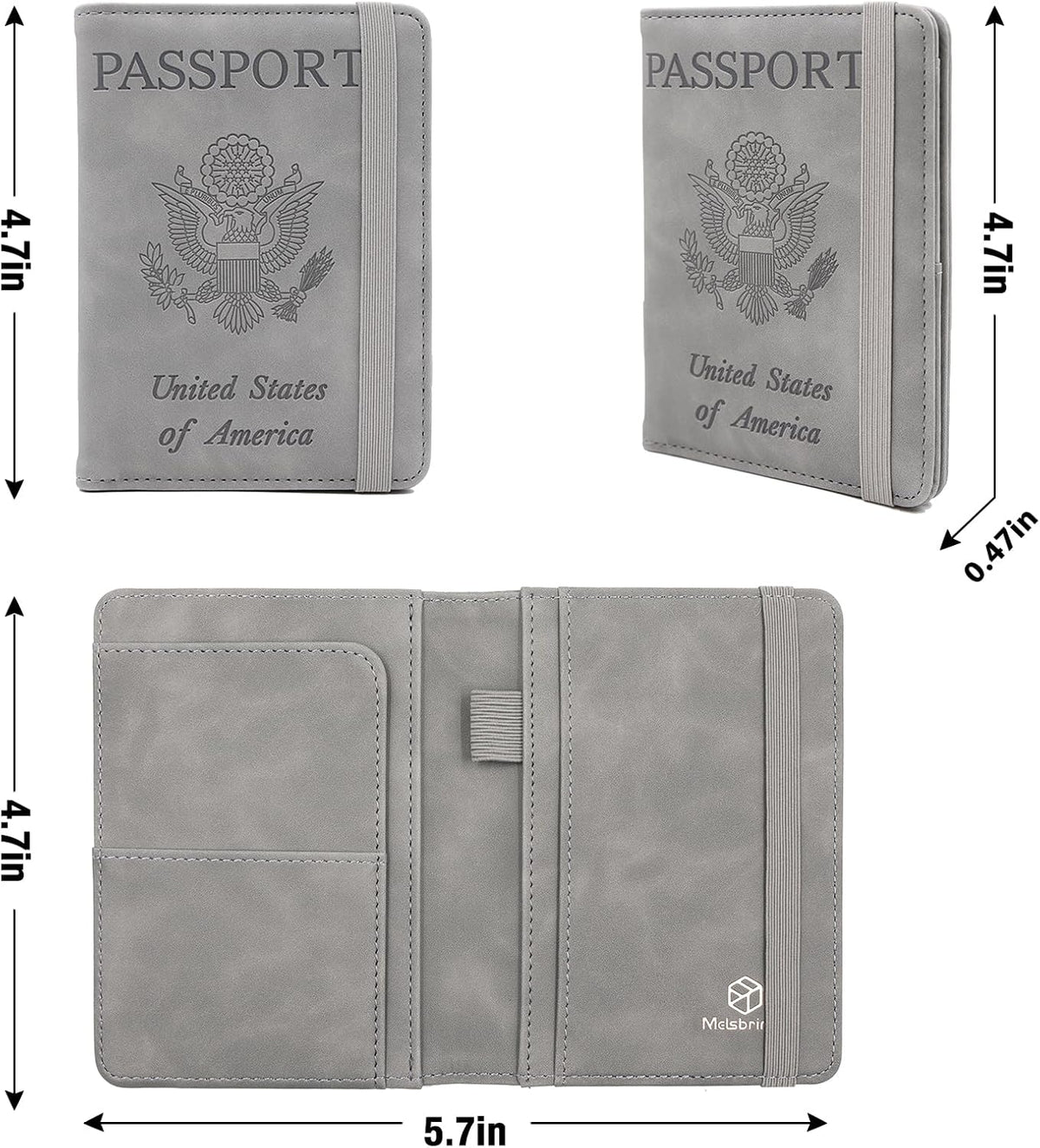 Melsbrinna Premium Leather Passport Holder Covers Case, Waterproof Rfid Blocking Travel Wallet Passport Holder with Pen Holder, Cute Passport Book for Women/Men