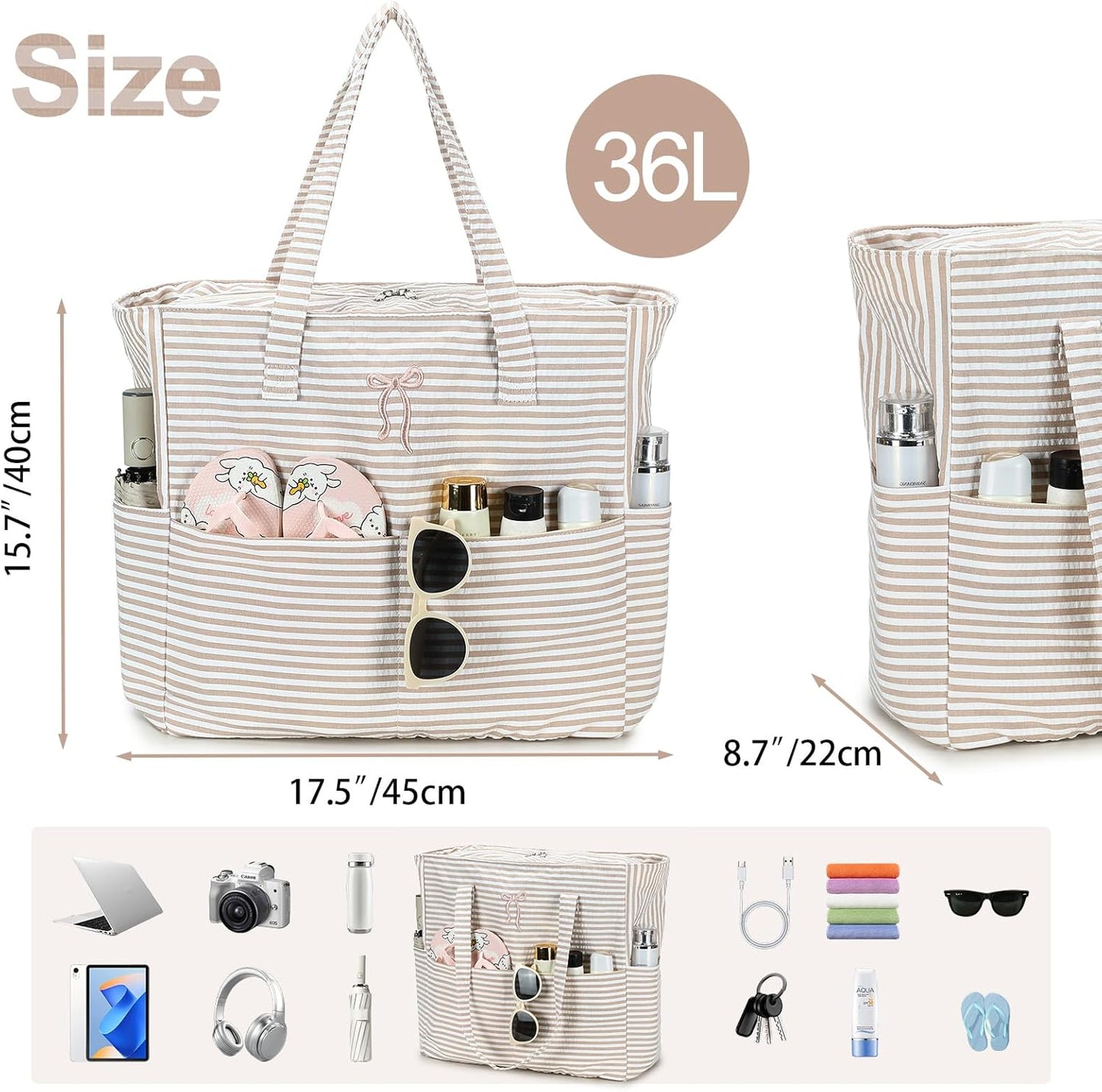 Beach Pool Bags Tote for Women Ladies Large Gym Tote Carry On Bag With Wet Compartment for Weekender Travel Waterproof