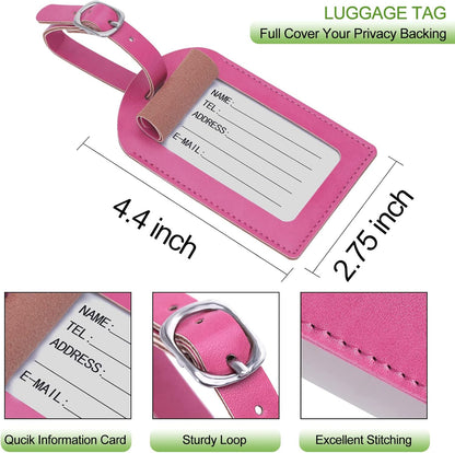 Passport Holder With Luggage Tag Travel Essentials Passport Cover Wallet RFID Blocking Leather Case International Must Haves Travel Accessories Women Men(115#Pink)