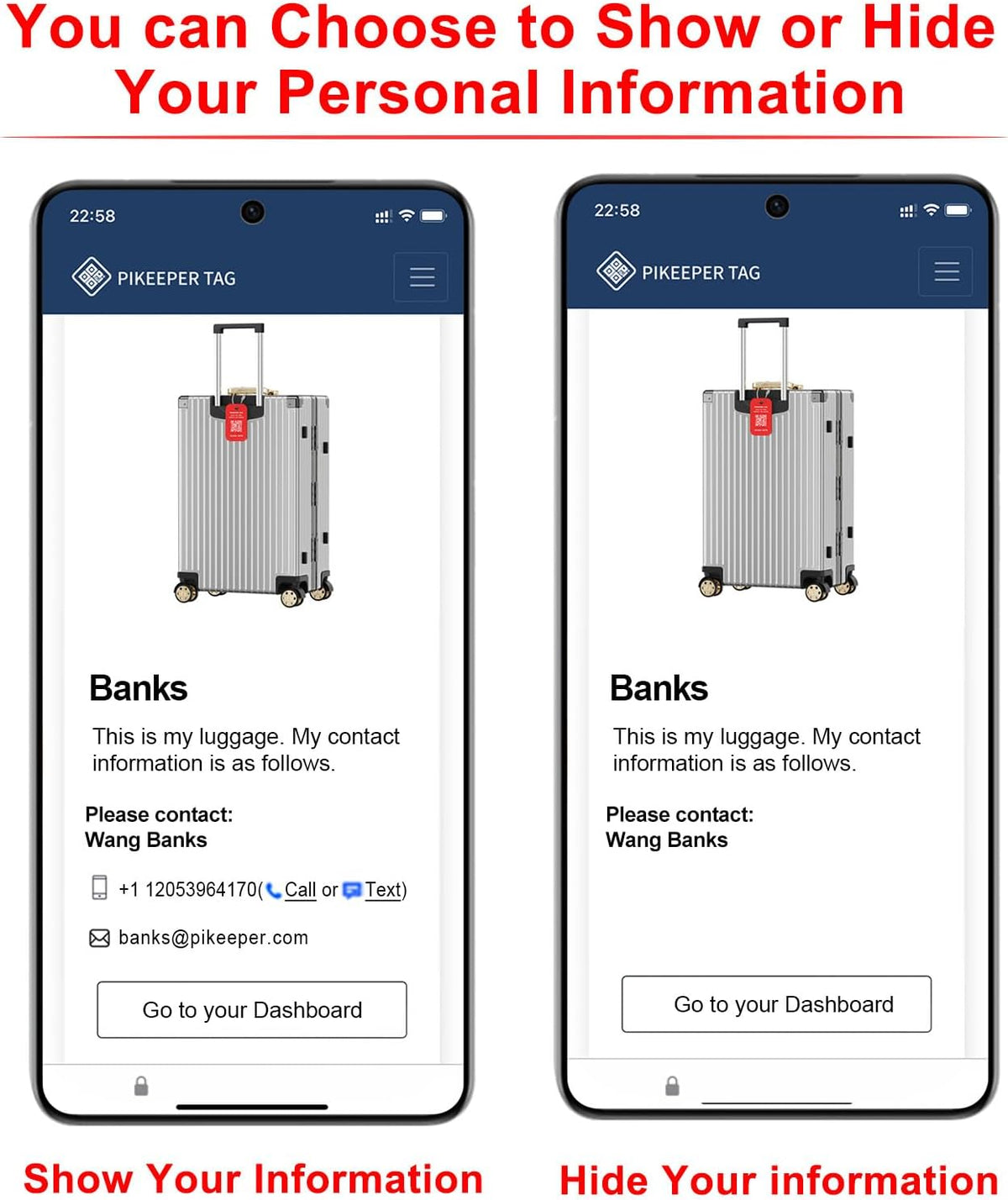 Smart Luggage Tags for Suitcases - Waterproof QR Code Bag Tags with Location Notification When Scanned, Self-Modifiable Info, Durable & Personalized Backpack Travel ID Tags