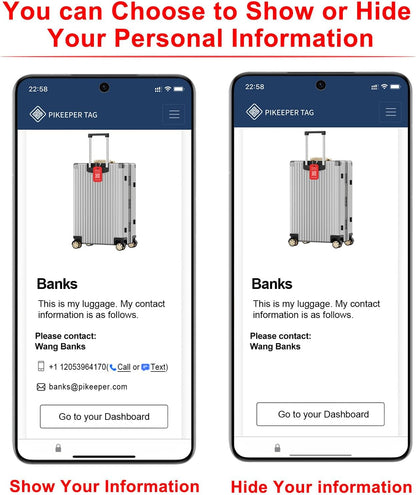Engraved Aluminum Luggage Tag, American Flag Suitcase ID Tag with Smart QR Code for Lost & Found, Shows Scanner’s Location When Scanned, Privacy-Protected Travel Bag Tag (2 Pack)