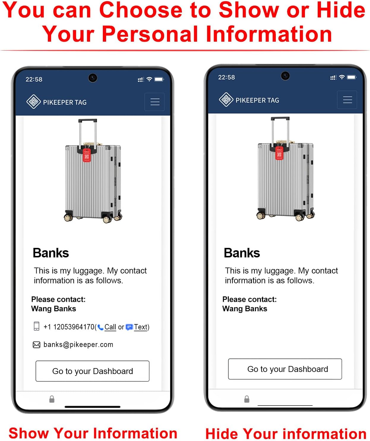 Smart Luggage Tags (4-Pack) - QR Code Shows Scanner’s Location on Scan, Privacy-Controlled Contact Info, Lost Item Alerts, Waterproof Aluminum for Travel Bags & Backpacks