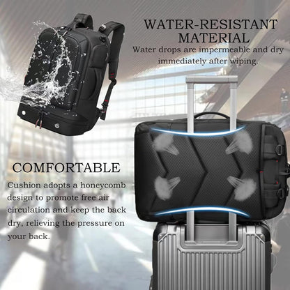 Somago Laptop Backpack Carry On Water Resistant Durable Daypack Backpack fits 16 inch Laptop Anti Theft Travel Rucksack Backpack with Shoe Compartment Luggage Strap for Men Women, 33L, Black