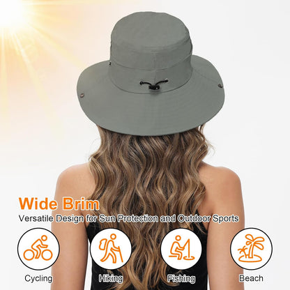 Sun Hats for Women Bucket Hat UV Protection Fishing Hat Wide Brim Safari Hats 2 in 1 Zip-Off Sun Visor Hats UPF 50+