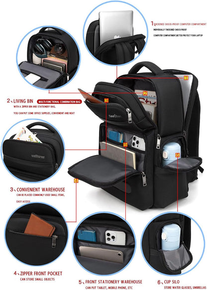 Professional Business Backpack for Men,15.6inch Laptop Compartment with Anti-Theft Zipper,Waterproof Travel Backpack for Office&Commute,Multiple Layers,Comfortable Carrying.