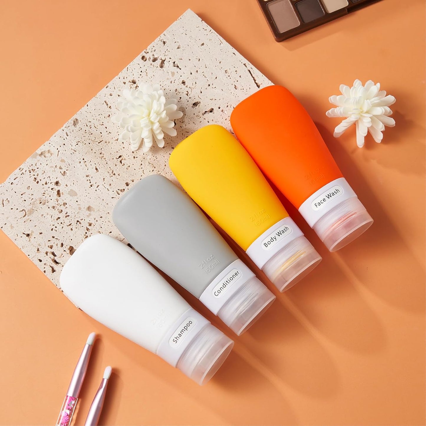 INSFIT Portable Travel Bottles, TSA Approved Leak Proof Containers for Toiletries, BPA Free Refillable Accessories for Shampoo, Body Wash, Liquids (4 Pack)