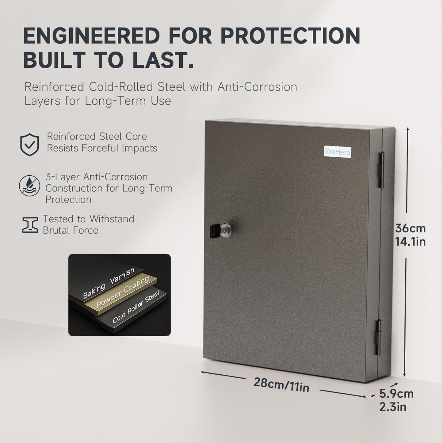 48 Key Cabinet Organizer, Key Lock Box, Key Safe Security Storage Lockbox Holder for Valets, Hotels, Car and House Keys, Key Keeper Box – Black