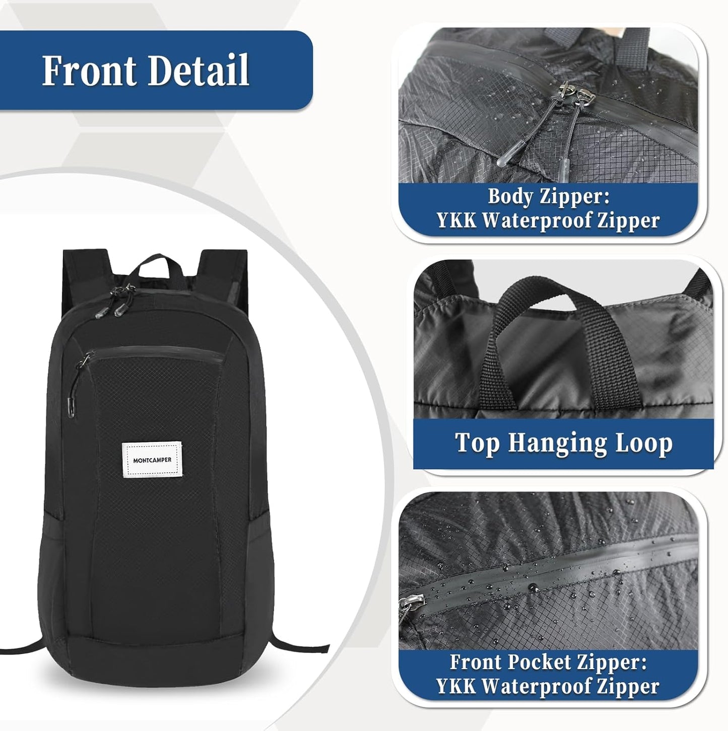 Hiking Daypack - Lightweight & Water-Resistant Portable Backpack for Travel, Camping, Outdoor Adventures(25L, black)